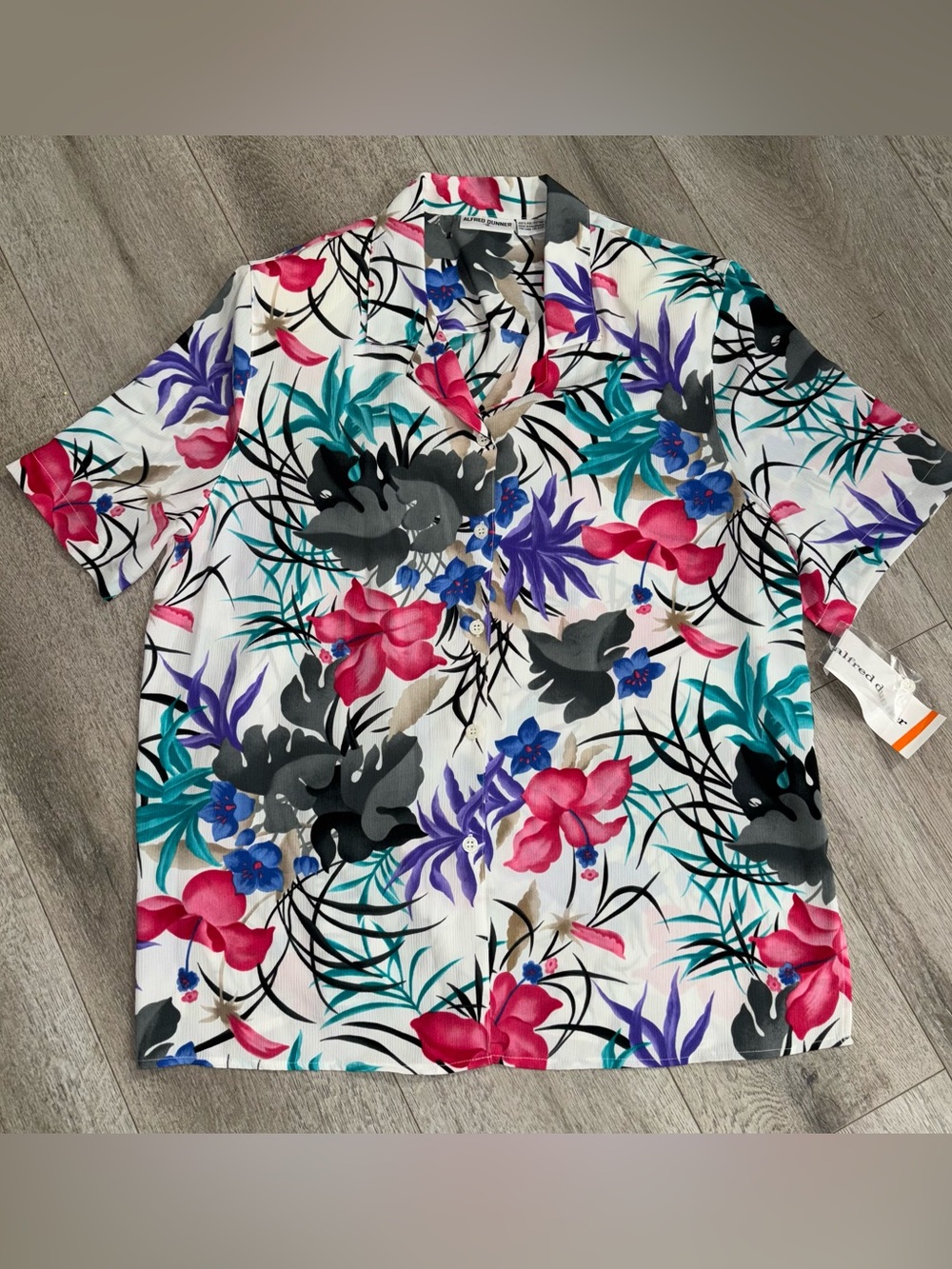 Vintage 80s Floral Blouse: Alfred Dunner White Pink Top Coastal Grandma Core